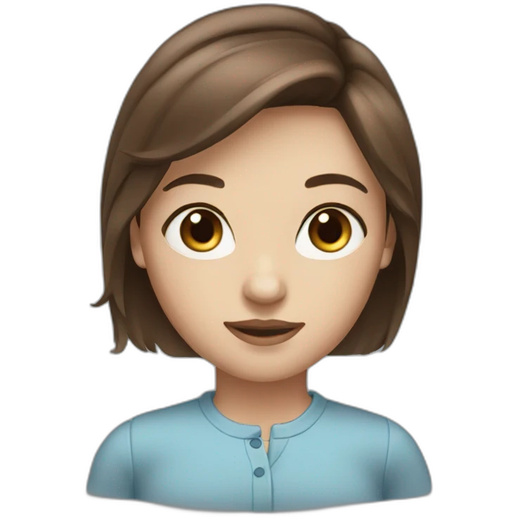 women brown hair blue eyes emoji