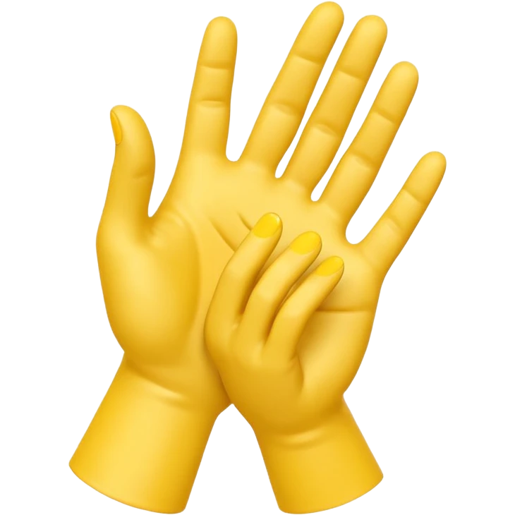 3D yellow hand emoji, side view clapping hands, index middle ring fingers bent, simple emoji