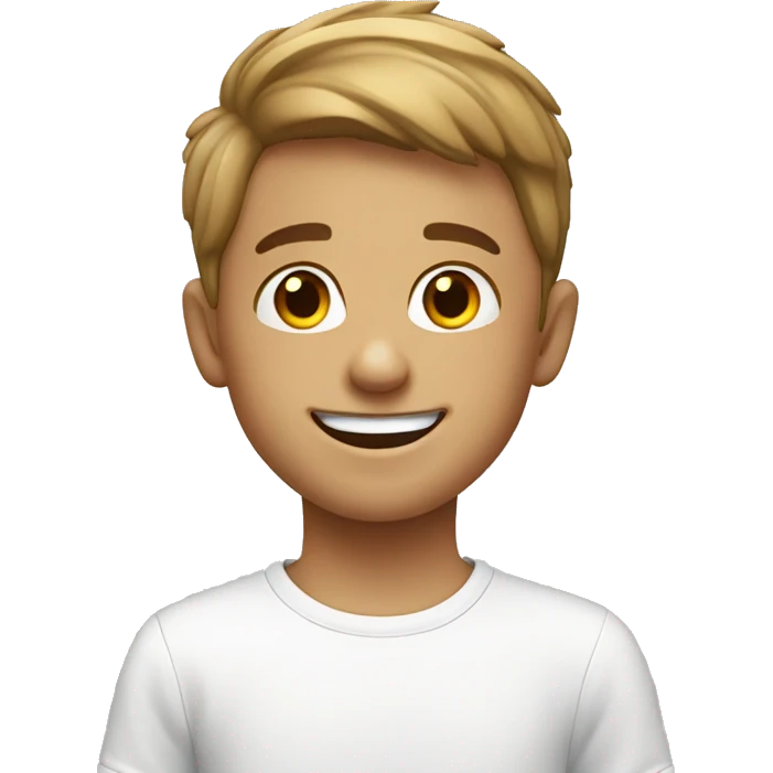 smiling boy with withe shirt  emoji