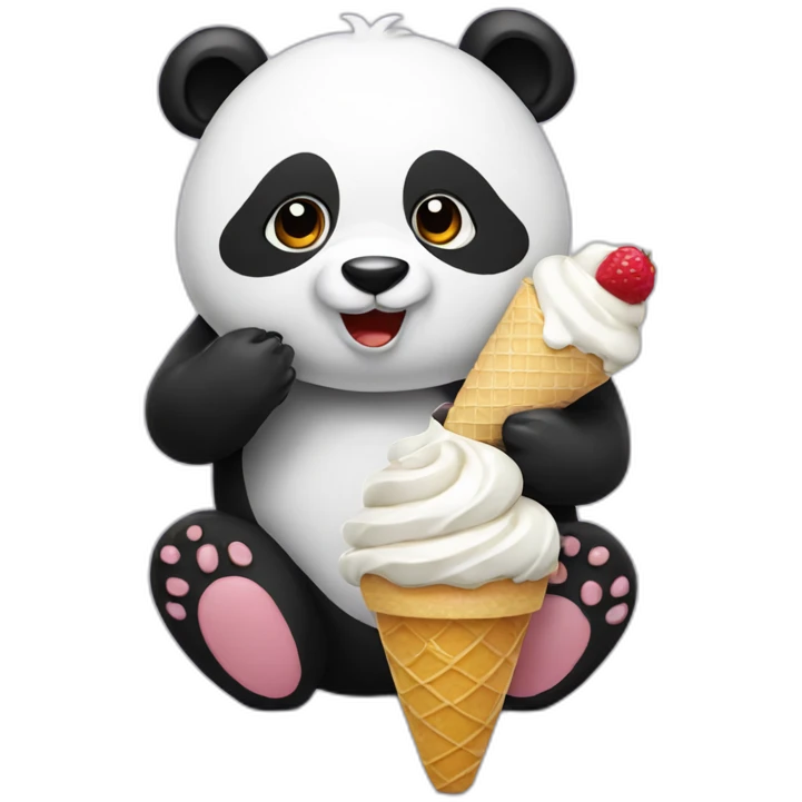 Panda eating ice cream emoji