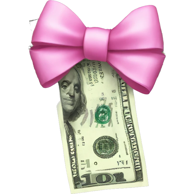 dollar with a pink bow emoji