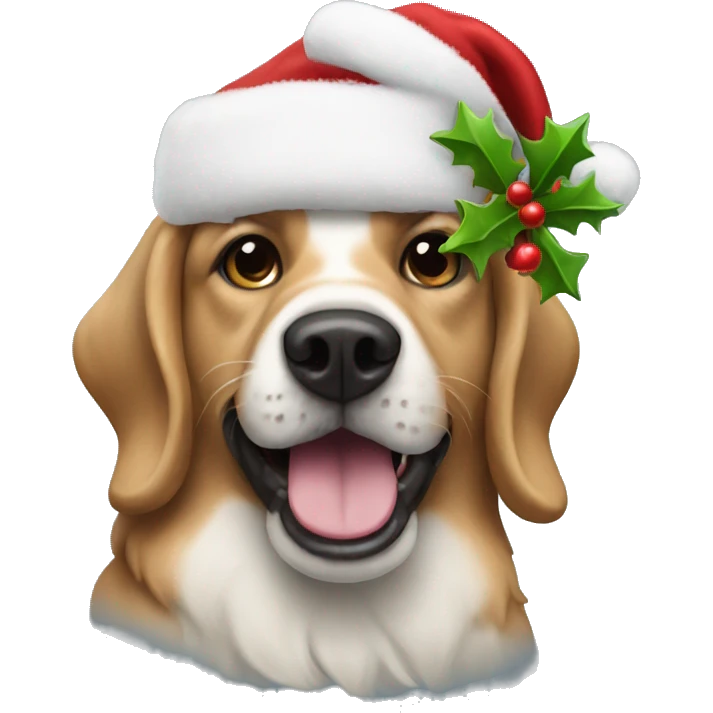 Dog with a christmas had emoji