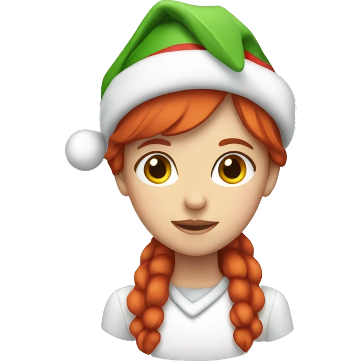 Girl with red hair and christmas hat emoji
