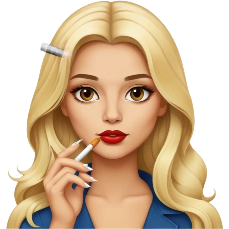 blonde gorgeous girl lonh hair with latina makeup smoking a cigarette  emoji