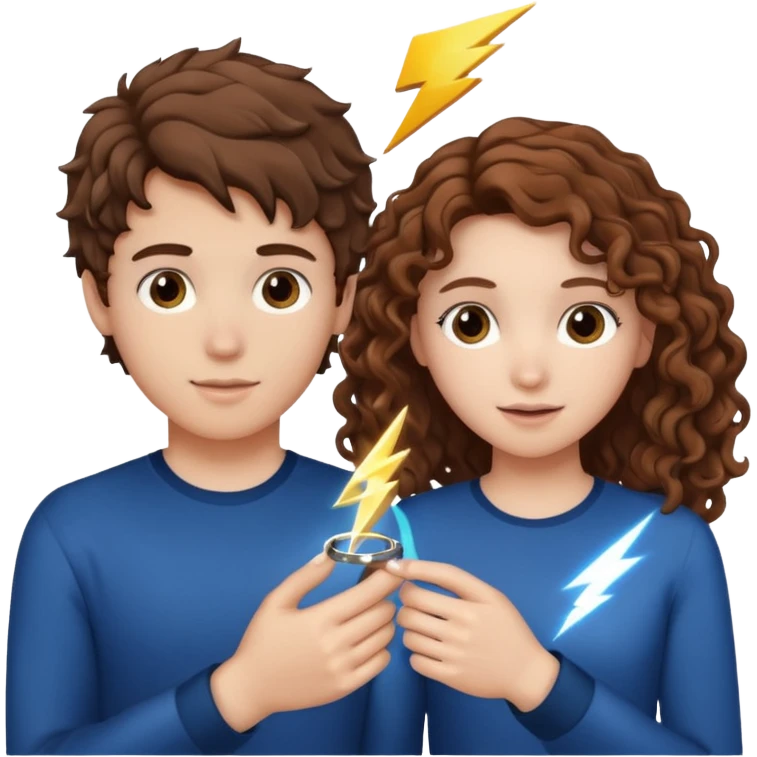 a 15 year old white girl with brown curly hair but she has lightnings in it with a brown haired white boy who gave her a promise ring emoji