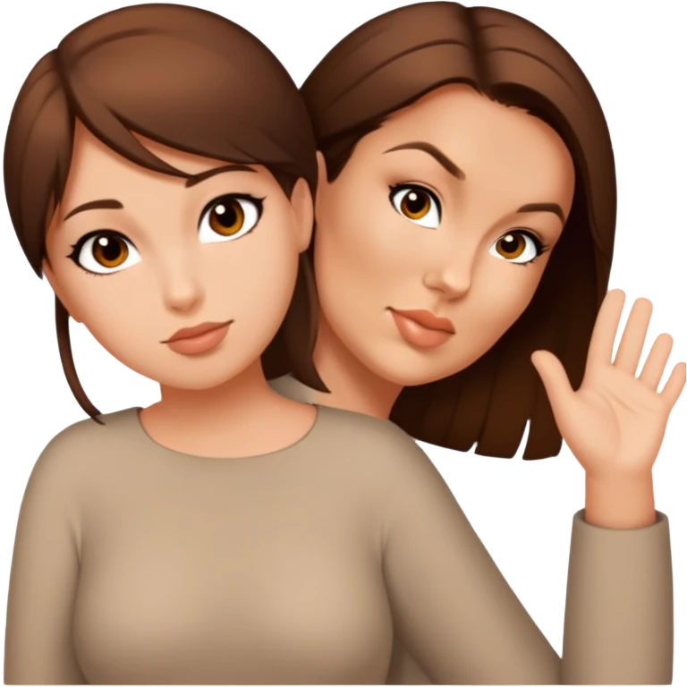 female, brown hair over shoulder emoji