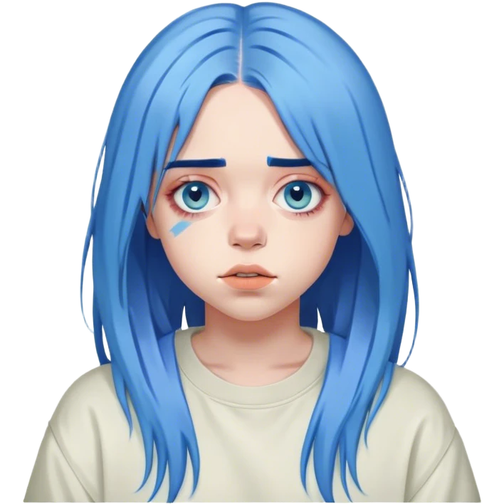 Billie Eilish with blue hair emoji