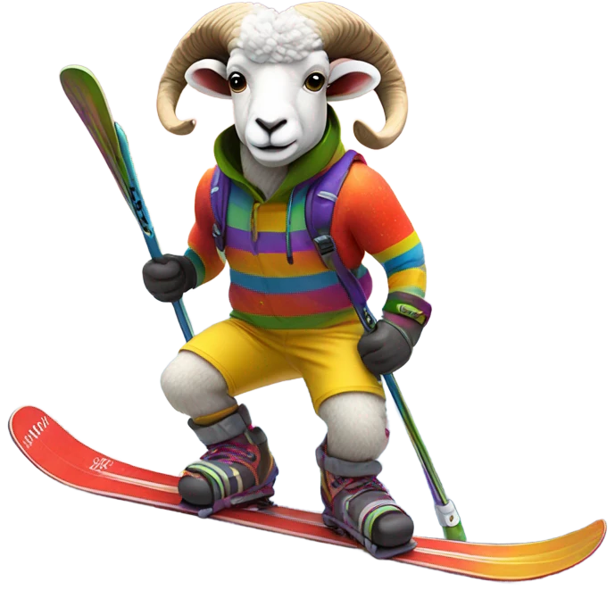 Skiing ram emoji