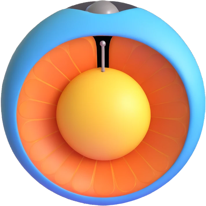 neutron approaching nucleus with cross section highlighted emoji
