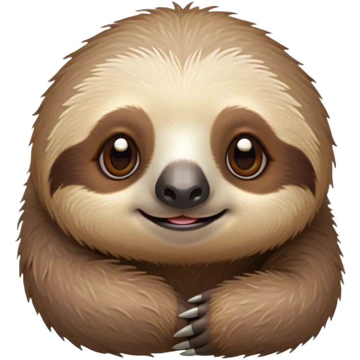 Cinematic Cute Sloth Portrait Emoji, Head tilted playfully and inquisitively, with a delightfully relaxed expression accented by a soft, fuzzy Fur and round, sparkling eyes filled with charm, Simplified yet irresistibly adorable features, highly detailed, glowing with a warm, gentle glow, high shine, affectionate and laid-back, stylized with a touch of whimsical laziness, bright and endearing, soft glowing outline, capturing the essence of a mischievous yet loving sloth that seems as if it could slowly dangle out of the screen into your arms! emoji
