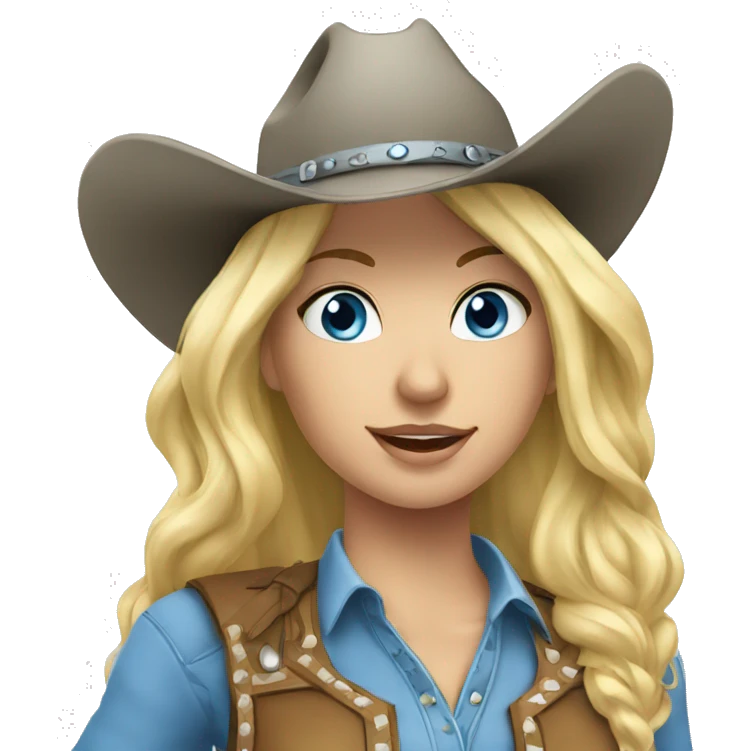 Blue-eyed blonde Cowgirl With grey horse emoji