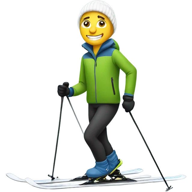 A white man in leggings cross country skiing emoji