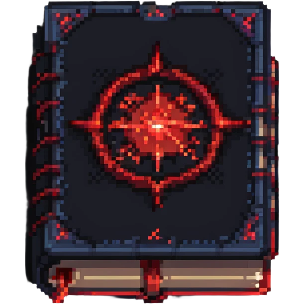 red spellbook with dark aura pixel art emoji
