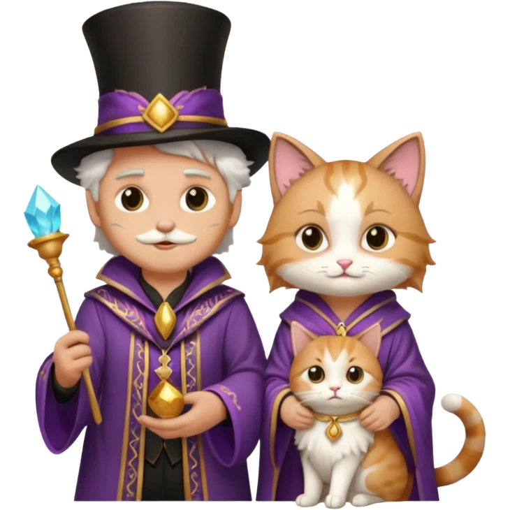magician couple and their pet cat emoji