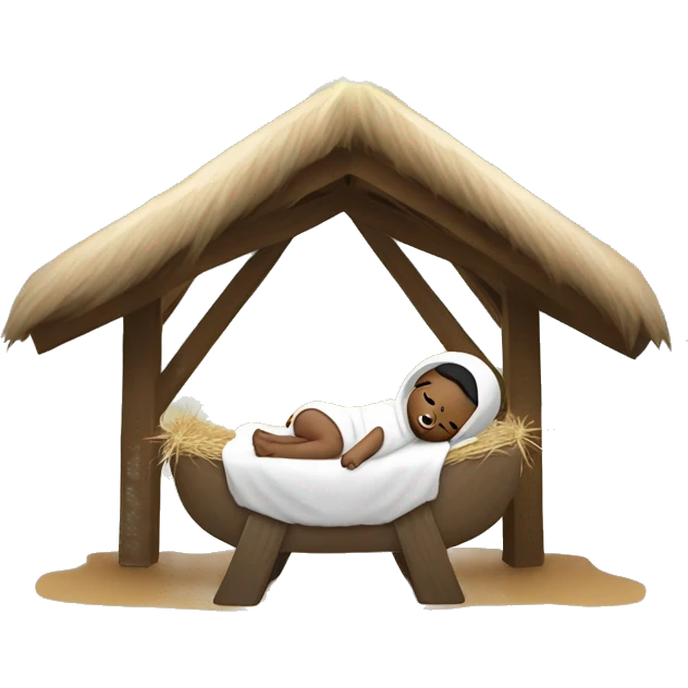 Nativity scene, baby on a manger emoji