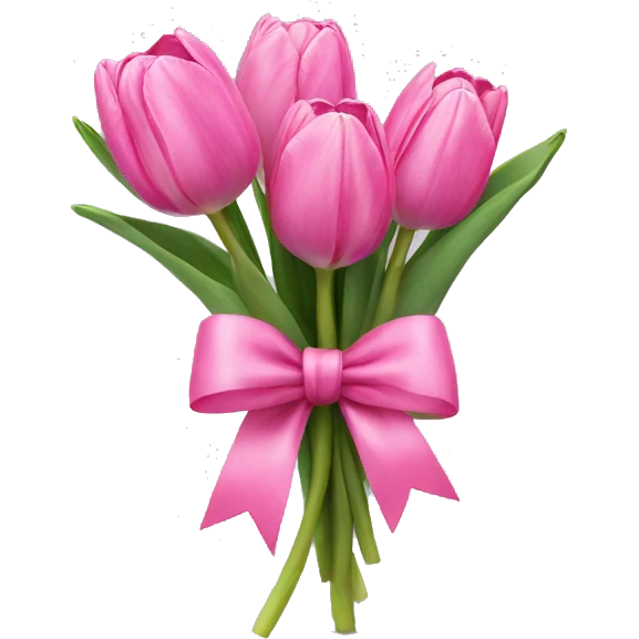 Pink tulips with a bow emoji