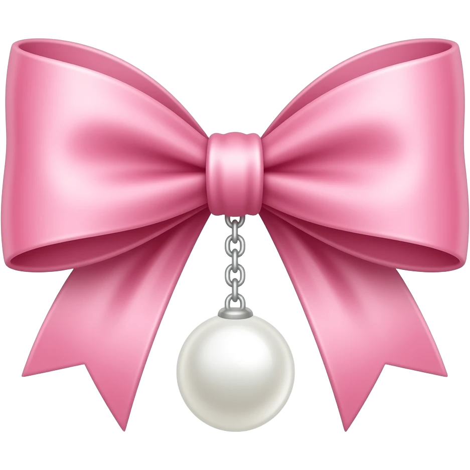 Pink bow with hanging pearl emoji