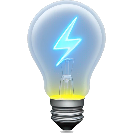 neon illuminated light bulb with lightning inside emoji