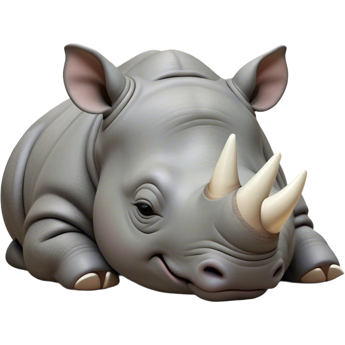 Meme-Worthy Cute Sleeping Rhinoceros Portrait Emoji, Head resting peacefully with a contented smile, showcasing a massive, robust build and a luxuriously soft slate-gray hide, accented by a gentle white horn, eyes shut in a serene, restful nap, Simplified yet hilariously adorable features, highly detailed, glowing with a soft, drowsy light, high shine, relaxed and utterly lovable, stylized with an air of playful laziness, bright and heartwarming, soft glowing outline, capturing the essence of a comically sleepy rhinoceros, so meme-worthy it feels like it could instantly become the next viral sensation of adorable slumber! emoji