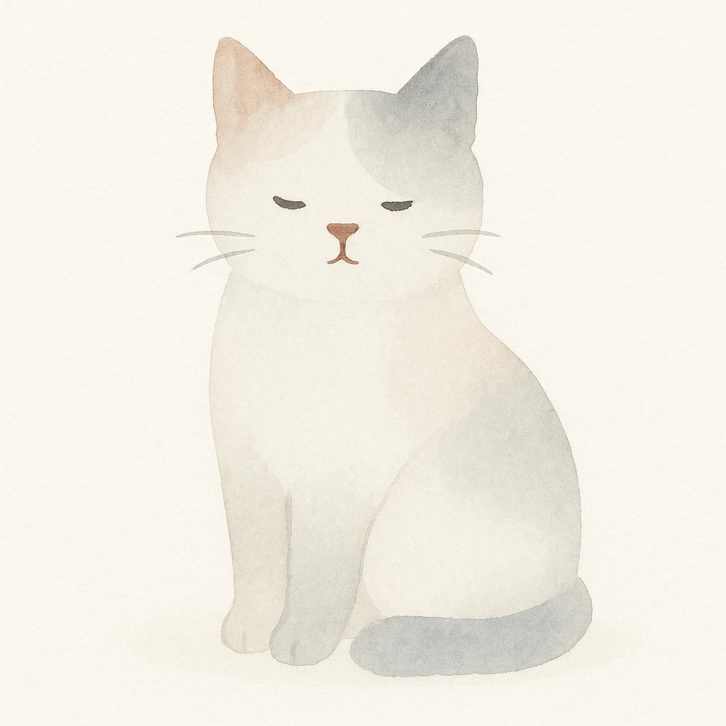 a cute cat, watercolor art style emoji
