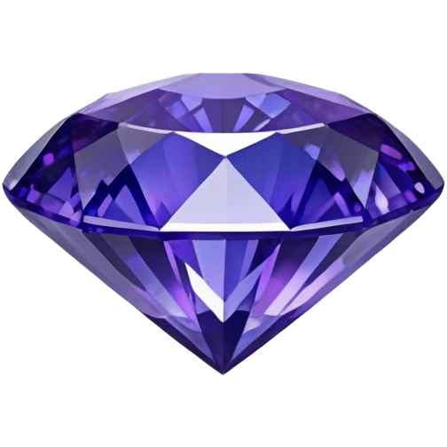 Faceted round tanzanite with deep violet-blue tones and holographic sparkle emoji