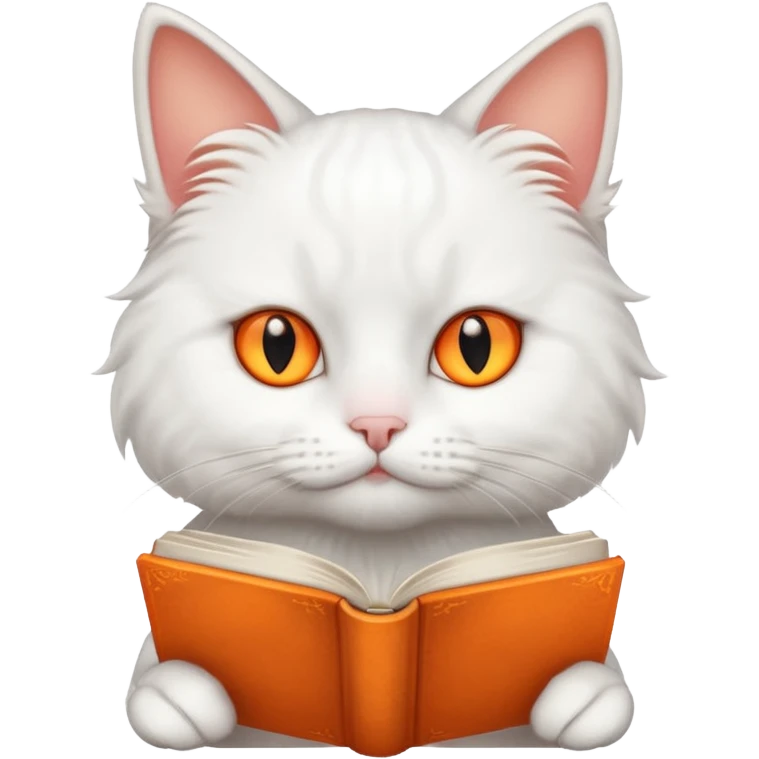 white cat holding a book emoji
