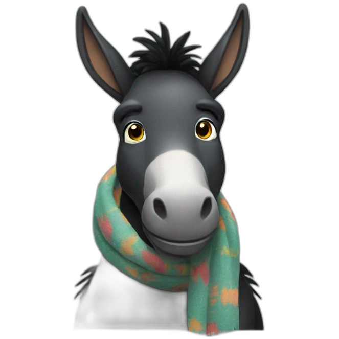 black donkey wearing scarf emoji