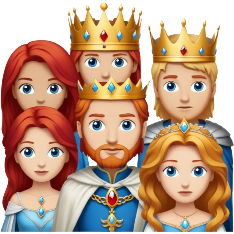 Red hair king, blonde queen, blue eyes emoji