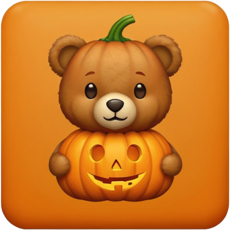 Soft teddy bear holding a pumpkin  emoji