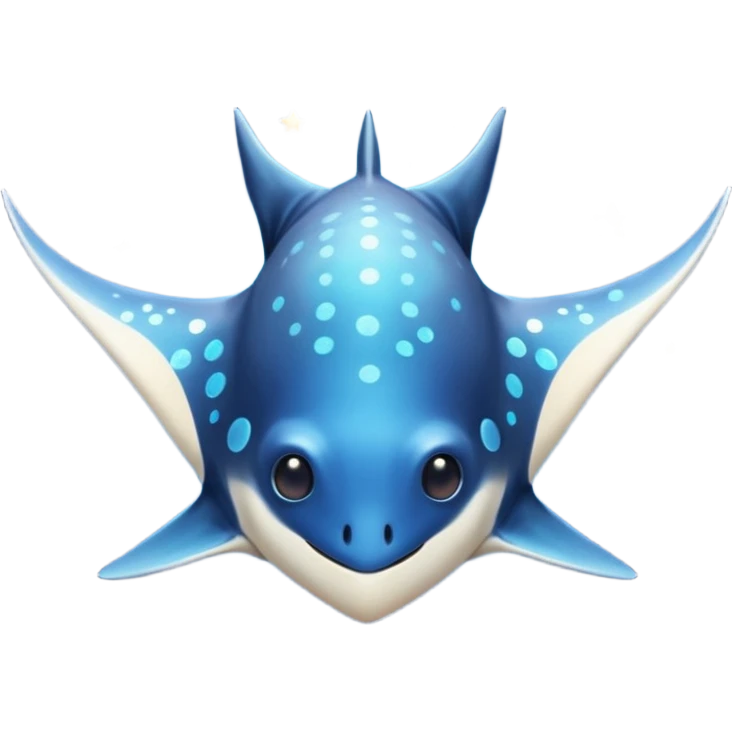 Starseed Manta emoji – full body, manta ray with wide wings, smooth glowing spots like small stars across its body, one central star crystal on its back, slight side angle, cute emoji style, no background emoji