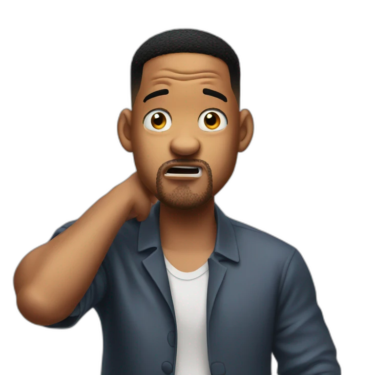 will smith head shocked with hand on his head emoji