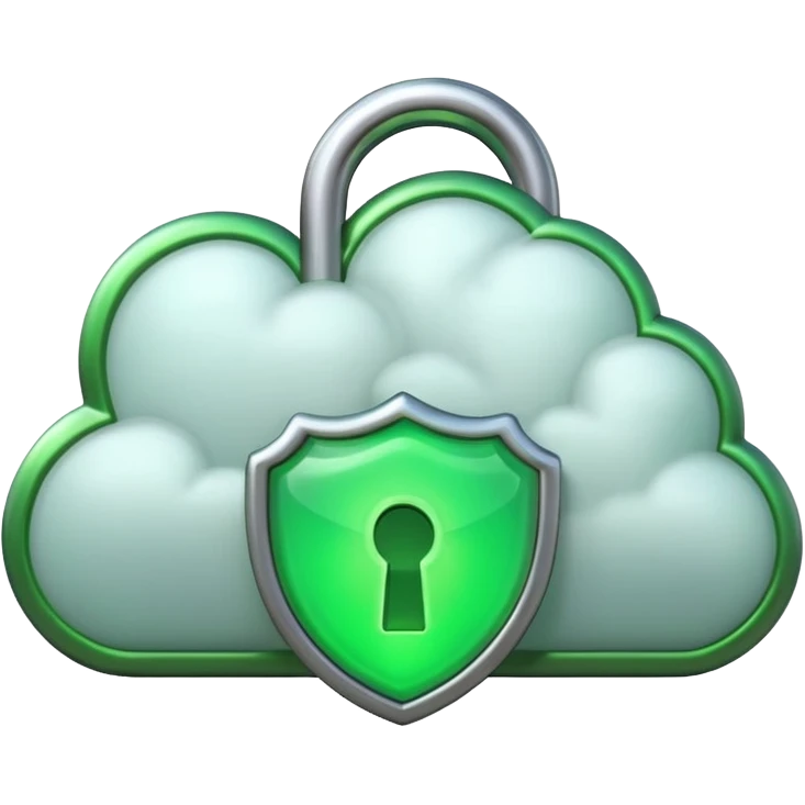 a cloud with a green glowing open padlock emoji