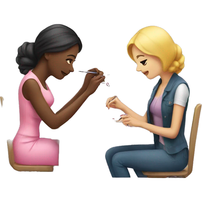 woman doing a manicure to another woman emoji