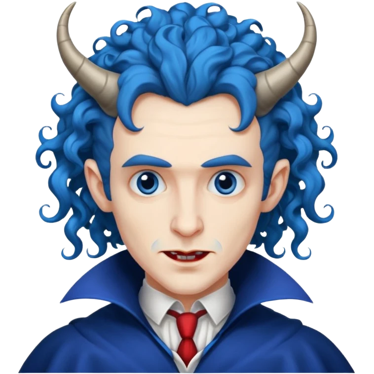 BLUE CURLY HAIRED  DRACULA WITH HORNS emoji