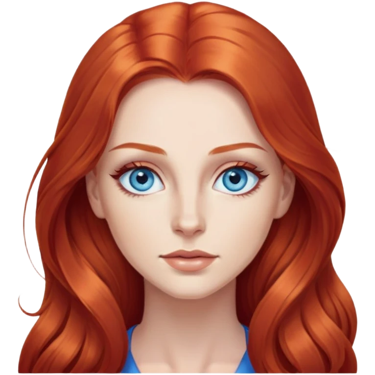 Woman long red hair blue eyes long eyelashes emoji