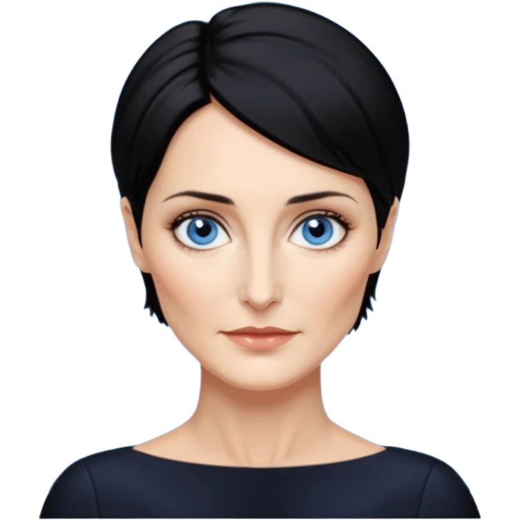 Carrie-Anne Moss with blue eyes emoji