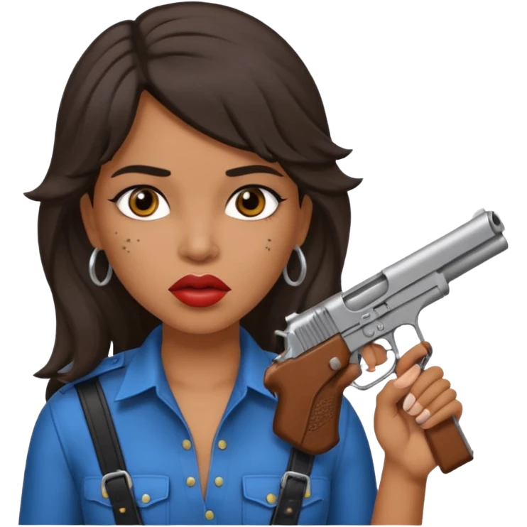 latina with mullet putting gun in her mouth emoji