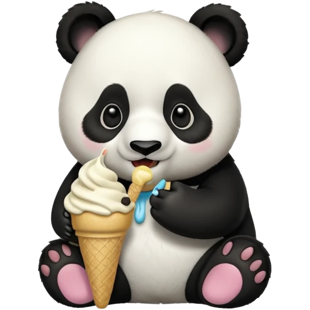 Panda eating ice cream emoji