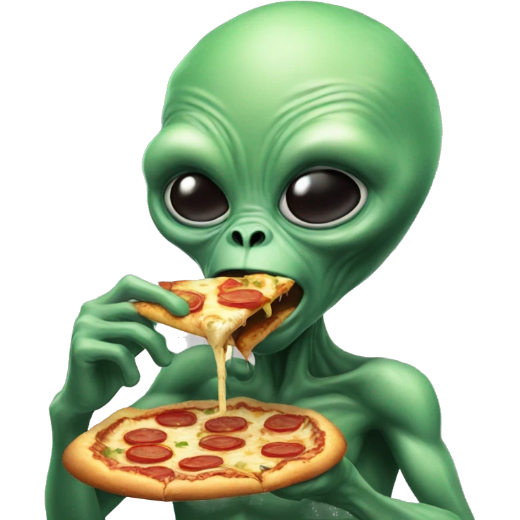Alien eating pizza  emoji