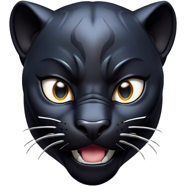 Cinematic Comical black Panther Portrait Emoji, Head tilted dramatically with an exaggeratedly shocked expression, featuring a sleek, muscular body with wide, comically expressive eyes full of humorous disbelief, Simplified yet hilariously expressive features, highly detailed, glowing with a slightly sassy dark glow, high shine, dramatic yet playful, stylized with an air of quirky feline attitude, soft glowing outline, capturing the essence of a meme-worthy black Panther that looks ready to side-eye its way into viral fame! emoji
