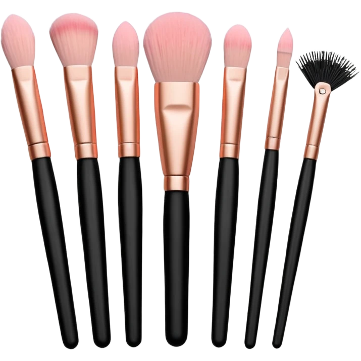 a set of rose gold makeup brushes  emoji