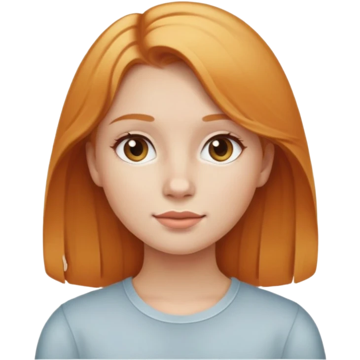 traditional simple emoji of young girl with ginger blonde hair, classic round face, simplified features, standard emoji style emoji