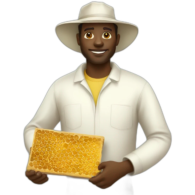 tall black man beekeeper holding honeycomb full body emoji