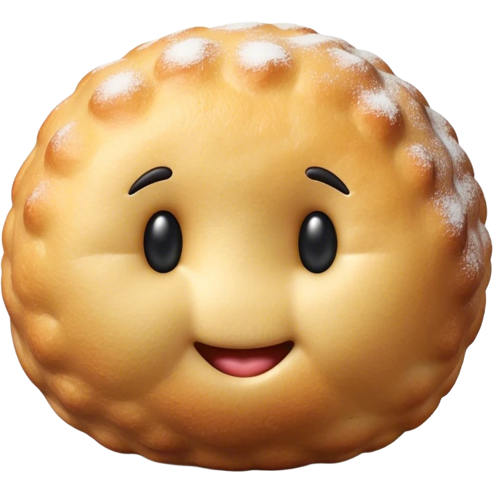 Cinematic Realistic Bu√±uelo Dessert Emoji, showcasing a fluffy, deep-fried dough ball dusted with sugar rendered with lifelike textures and warm, festive lighting. emoji