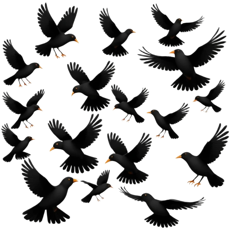 Flying in one direction multiple black birds emoji emoji