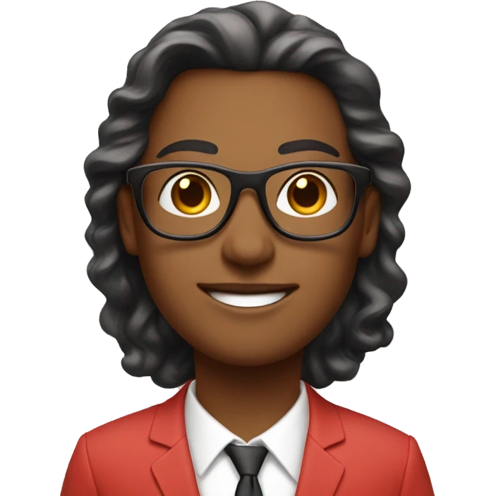 An entrepreneur in a pastel red suit and glasses emoji