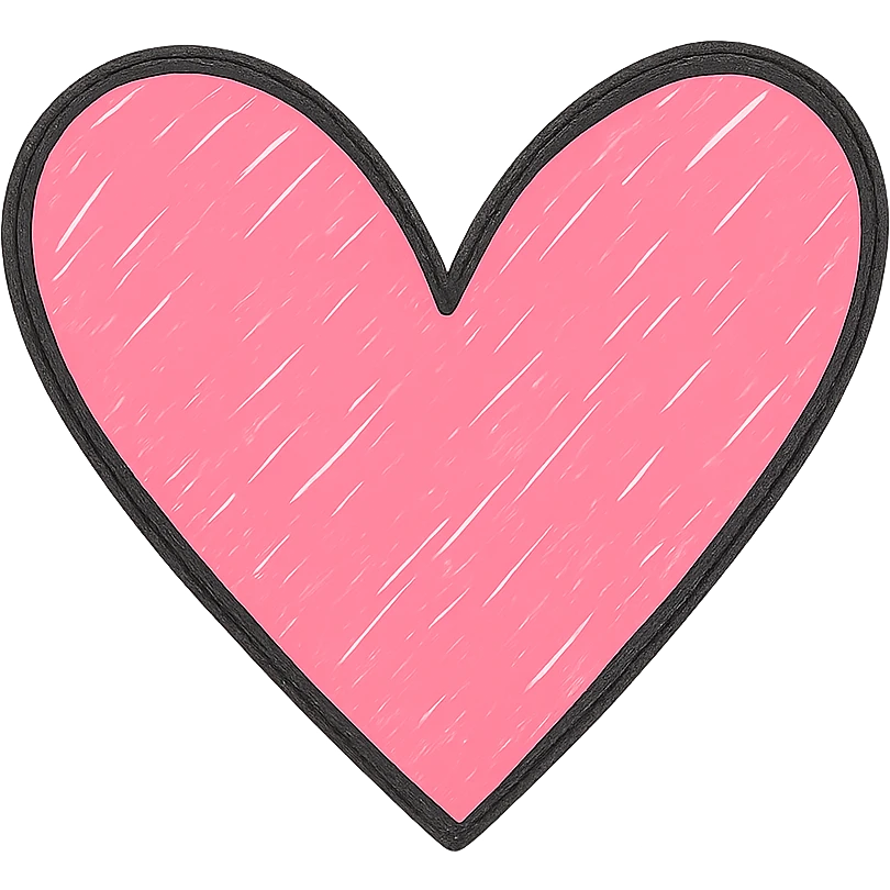 Make the icon pink while keeping the hand drawn black outline style. Use a clean white background. emoji
