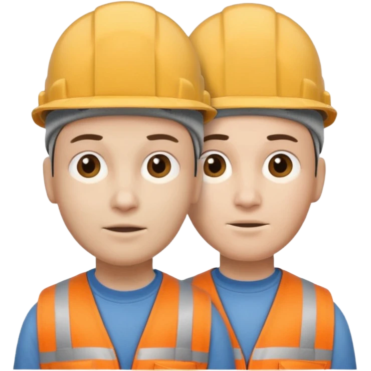 one person who has conjoined heads (total 2, joined at the neck). One head wears a construction cap, the other a woolen beanie. emoji