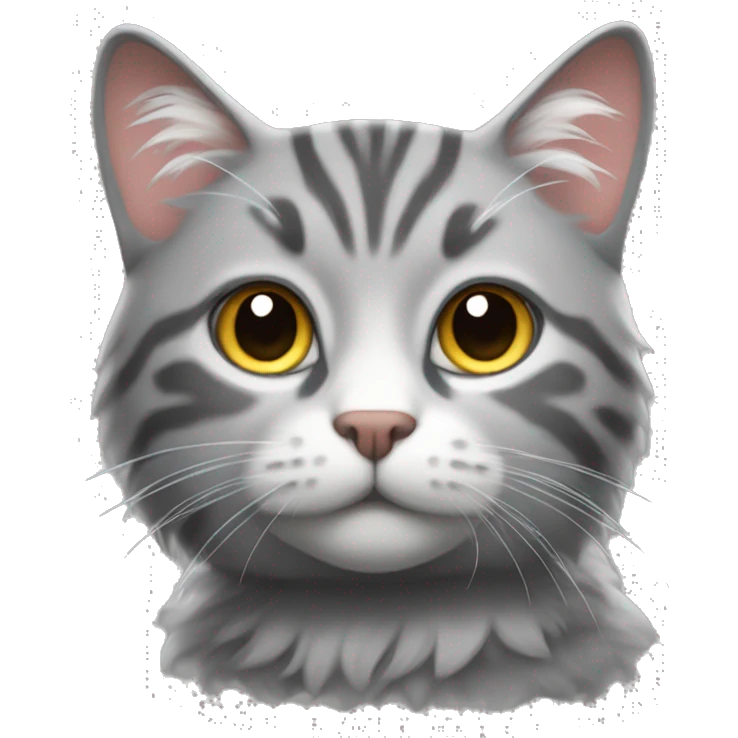 Fluffy grey tabby cat emoji