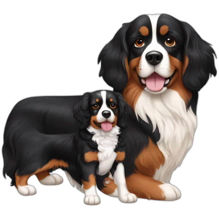 tricolor-king-charles-cavalier-and-a-bernese-mountain-dog emoji